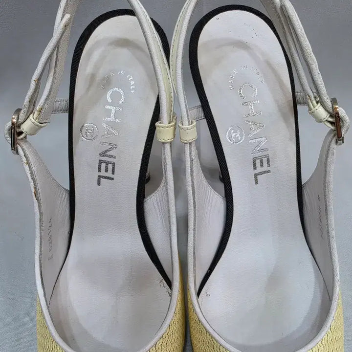 [BUNJANG] Chanel Two-Tone Slingback Heels / (정품)샤넬 옐로우/블랙 투톤 슬링백 힐 250~255