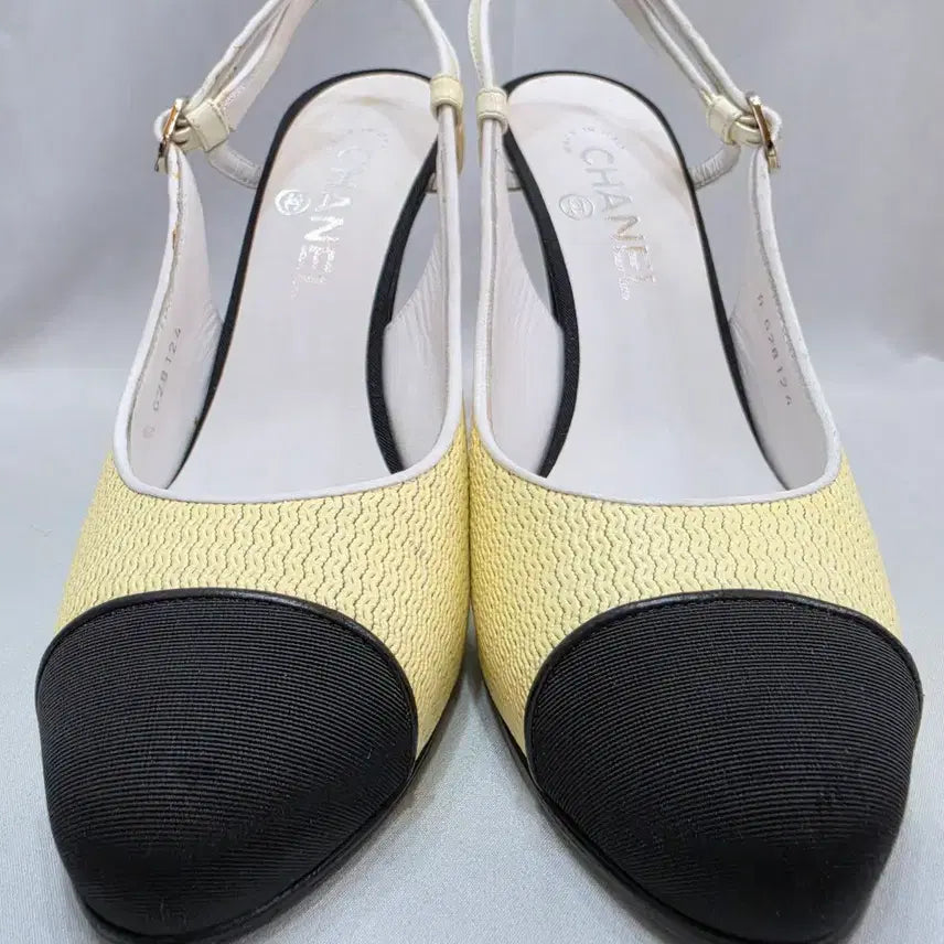 [BUNJANG] Chanel Two-Tone Slingback Heels / (정품)샤넬 옐로우/블랙 투톤 슬링백 힐 250~255