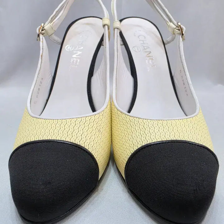 [BUNJANG] Chanel Two-Tone Slingback Heels / (정품)샤넬 옐로우/블랙 투톤 슬링백 힐 250~255