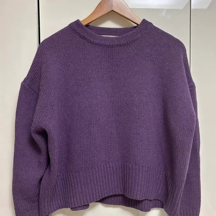 [BUNJANG] Purple Round Neck Knit Sweater / 퍼플 라운드넥 니트
