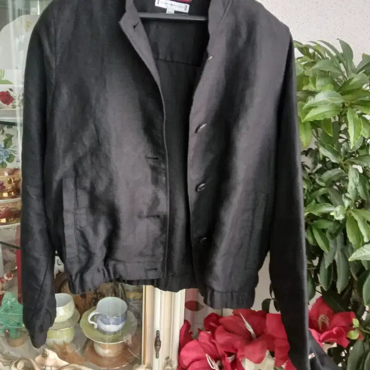[SOLD OUT] 타미힐피거 블랙 린넨 봄버 자켓 55