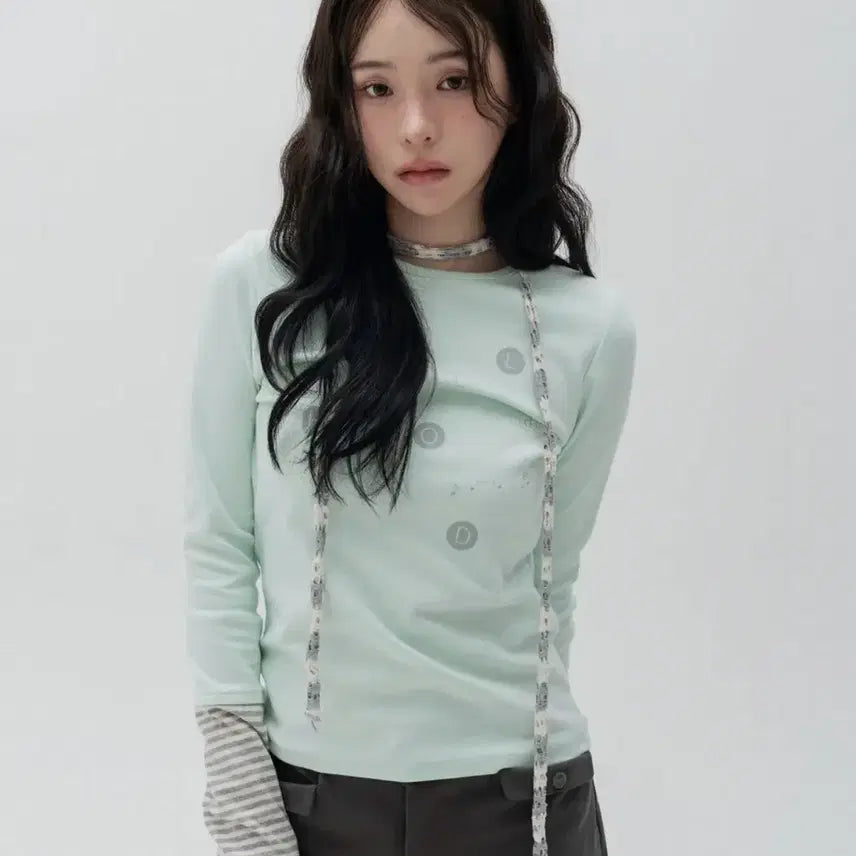 [SOLD OUT] 하이스툴디스코 도트 그래픽 레이어드 롱슬리브_민트