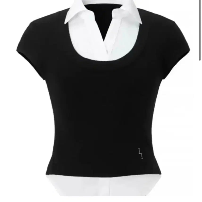 [BUNJANG] INEGI Layered Half Sleeve Blouse / INEGI 블랙 반팔 블라우스 셔프 레이어드 하프 셔츠