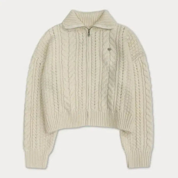 [BUNJANG] Somewherebut Better Ivory Cable Knit Full Zip Up / 썸웨어버터 아이보리 케이블 니트 풀 집업 아이보리