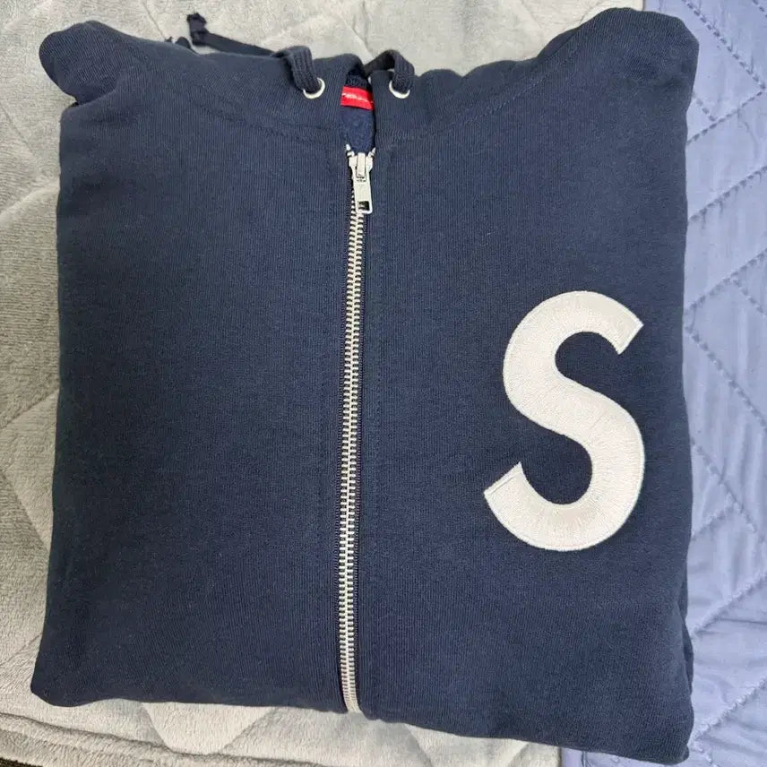 [BUNJANG] Supreme S Logo Navy Hoodie / [L]슈프림s로고 후드집업 네이비 직거래시 35