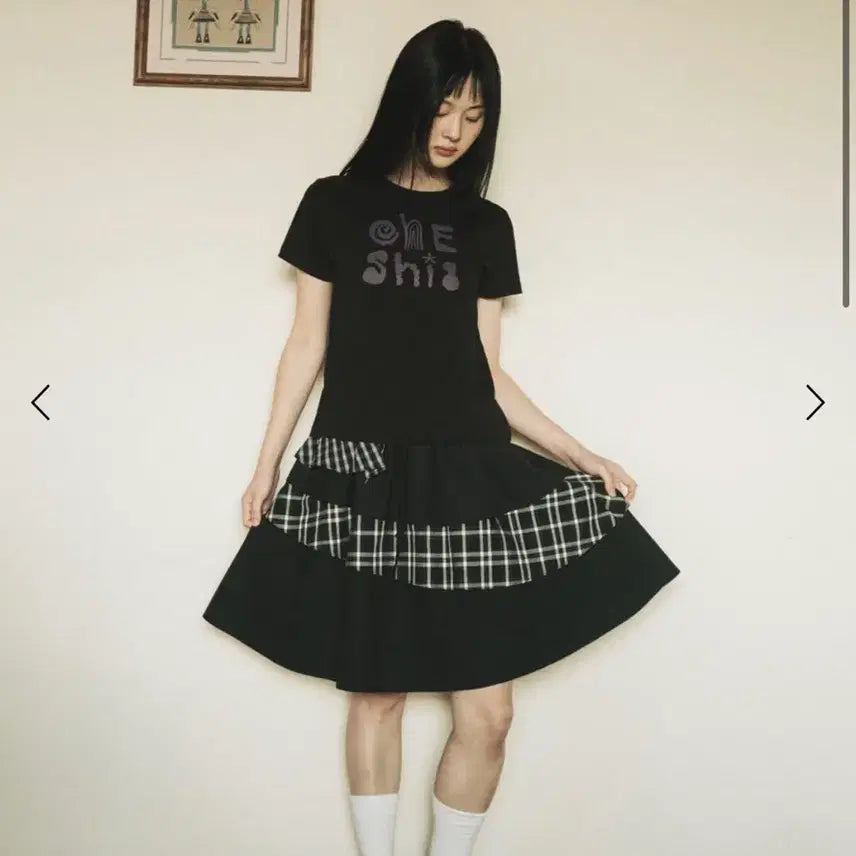 [BUNJANG] OHEHSHEO Layered Skirt Black Check / 오헤시오 캉캉 레이어드 스커트