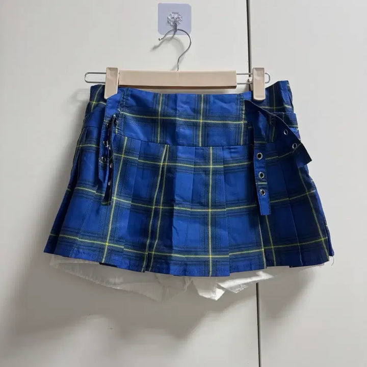 [BUNJANG] Blue Check Pleated Skirt / 블루 체크 플리츠 스커트