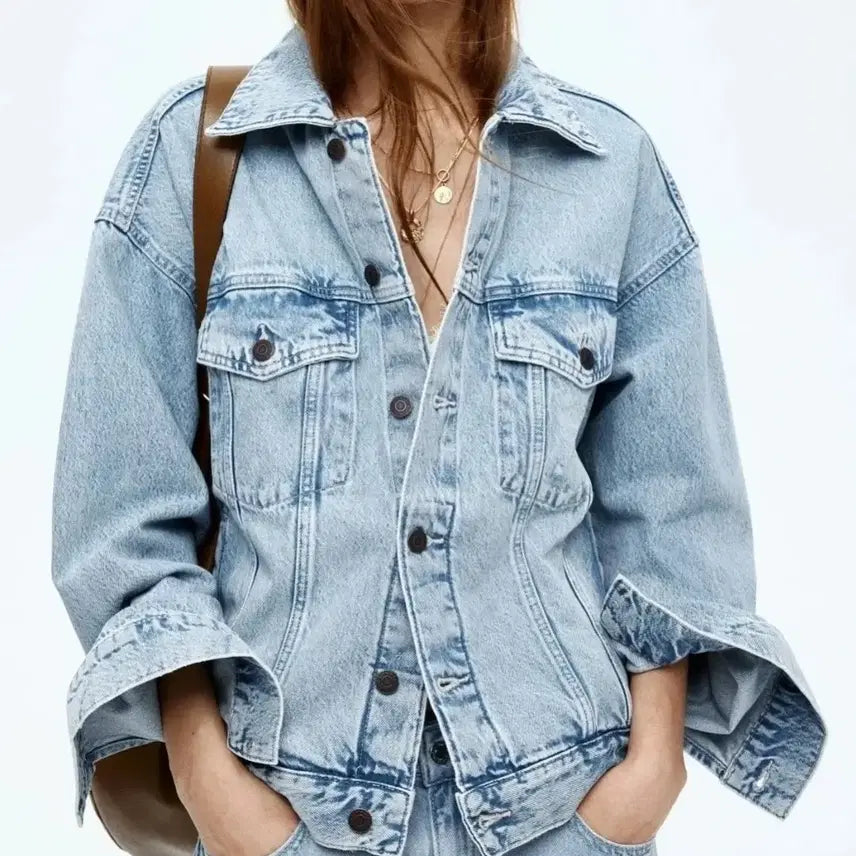 [BUNJANG] H&amp;M Oversized Denim Jacket (Light Wash) / H&amp;M 데님 청자켓 오버핏 (연청)