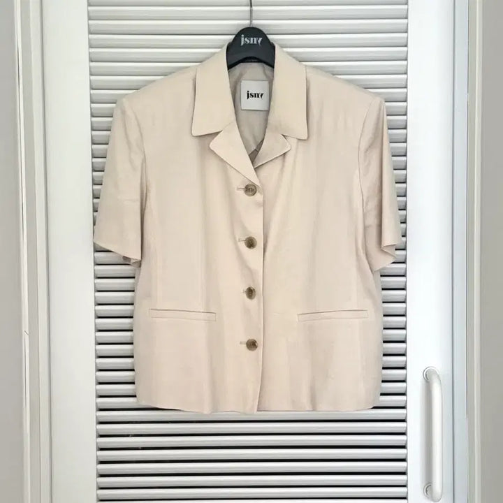 [BUNJANG] JSNY Linen Half Sleeve Jacket - Beige, Size M / JSNY 제이에스엔와이 하프 슬리브 린넨 자켓