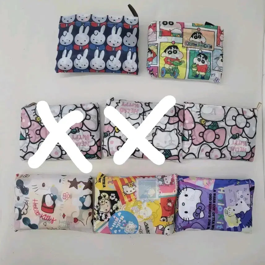 [SOLD OUT] 미피/헬로키티/짱구 캐릭터 접이식 장바구니 6개세트
