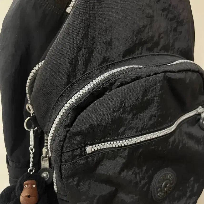 [BUNJANG] Kipling Black Backpack with Keyring / 키플링 블랙 백팩 + 키링 포함