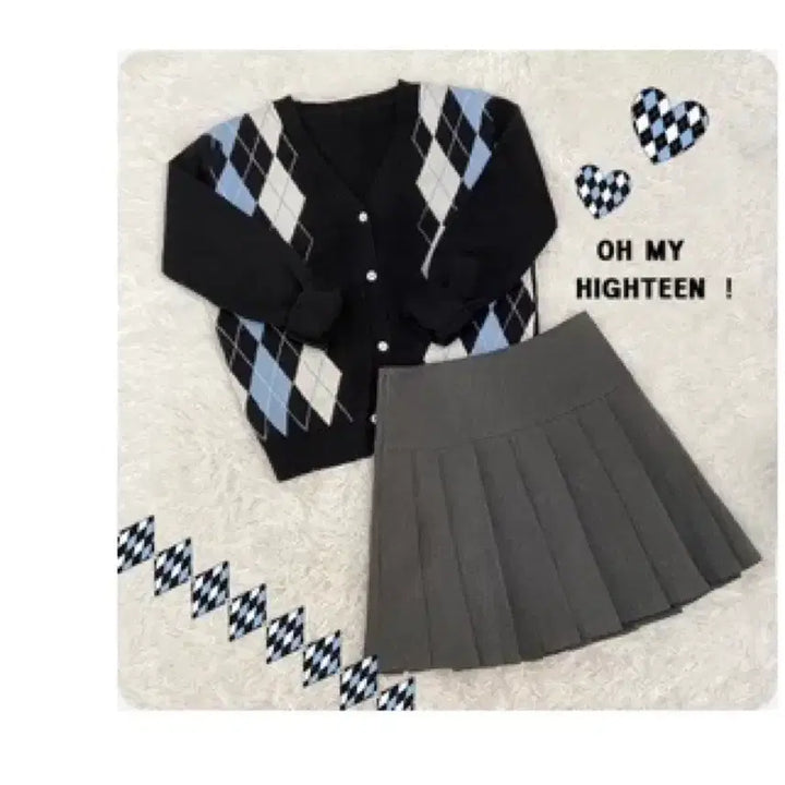 [BUNJANG] Argyle Knit Cardigan Navy / 아가일 니트 가디건 네이비