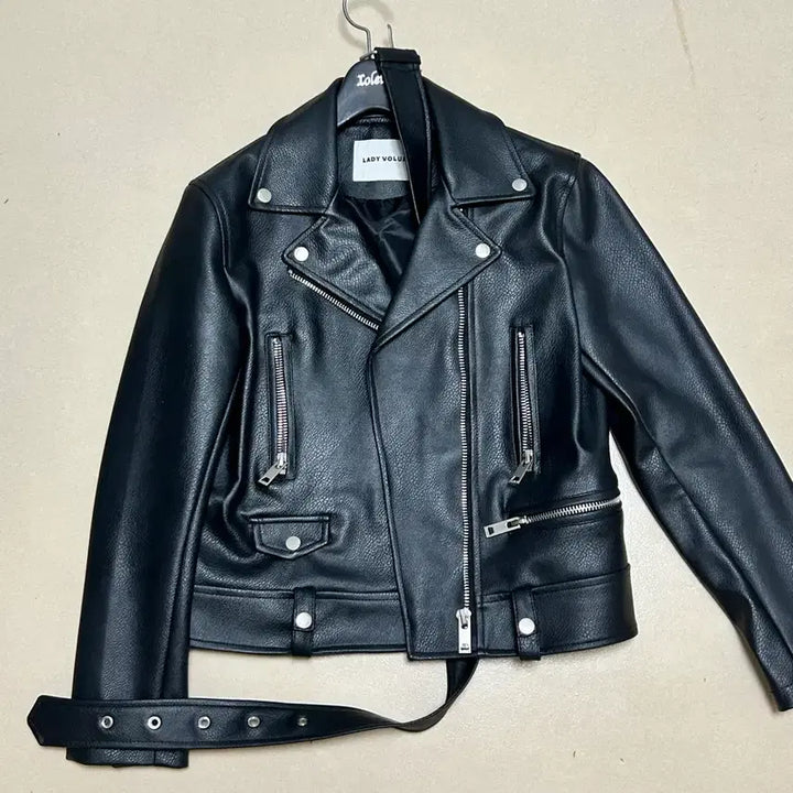 [BUNJANG] Lady Volume Black Leather Rider Jacket / 레이디볼륨 블랙 레더 라이더 자켓