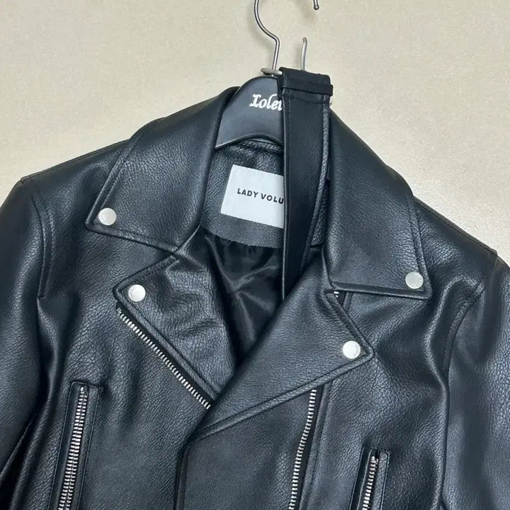 [BUNJANG] Lady Volume Black Leather Rider Jacket / 레이디볼륨 블랙 레더 라이더 자켓