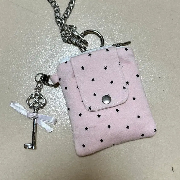 [BUNJANG] Handmade Pink Star Pattern Mini Bag / 핸드메이드 체인 스트랩 핑크 별무늬 미니 가방