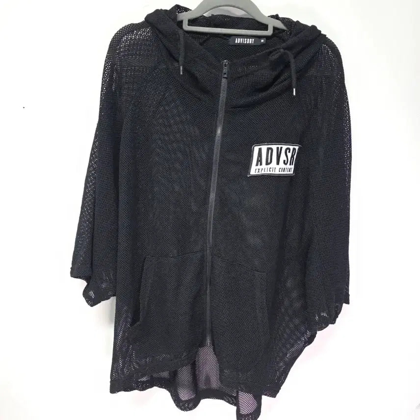 [BUNJANG] ADVISORY Black Mesh Hooded Zip-Up Jacket / ADVISORY 블랙 메쉬 후드 집업 XS 오버핏  점퍼 가디건