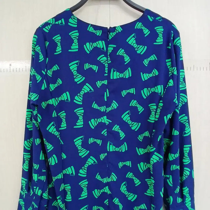 [BUNJANG] NMARITA Ribbon Pattern Long Dress / NMARITA 원피스 네이비 그린 리본패턴