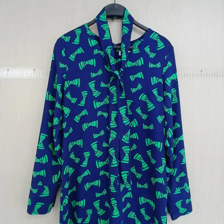 [BUNJANG] NMARITA Ribbon Pattern Long Dress / NMARITA 원피스 네이비 그린 리본패턴