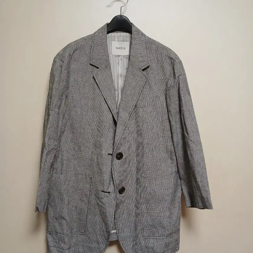 [BUNJANG] Hazzys Check Pattern Linen Jacket 90 / 헤지스 체크 패턴 마 자켓 90