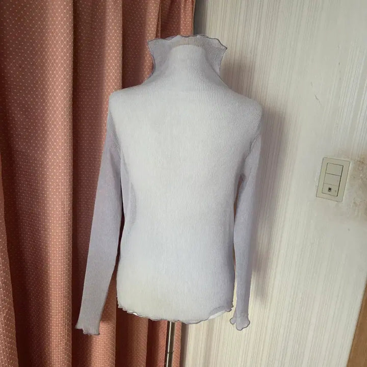 [SOLD OUT] THEOPEN더오픈골지물결주름플리츠시스루프릴하이터틀넥목폴라티 그레이