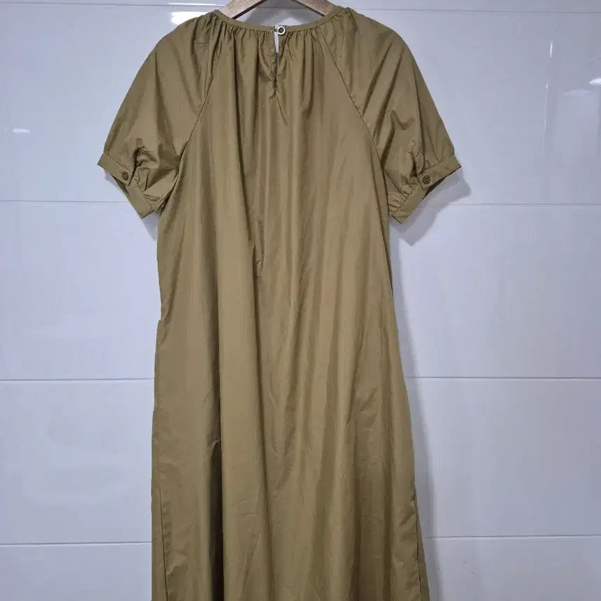 [BUNJANG] Khaki Pocket Midi Dress / 카키색 반팔 포켓 원피스55-66