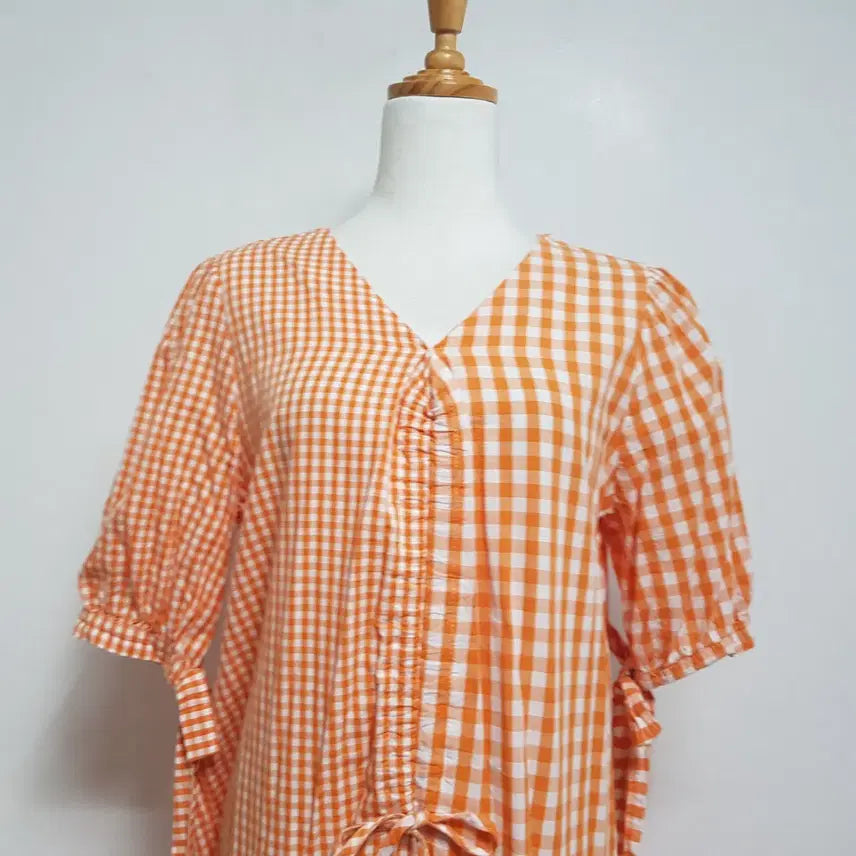 [BUNJANG] V-Neck Checkered Dress Women&