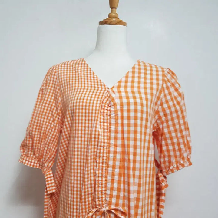 [BUNJANG] V-Neck Checkered Dress Women&