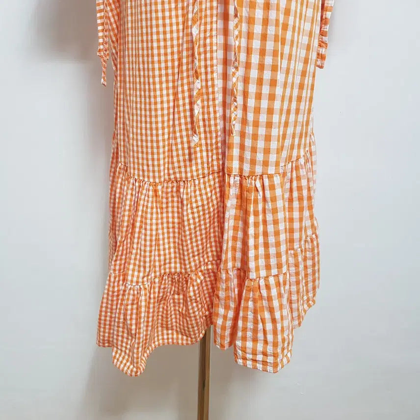 [BUNJANG] V-Neck Checkered Dress Women&