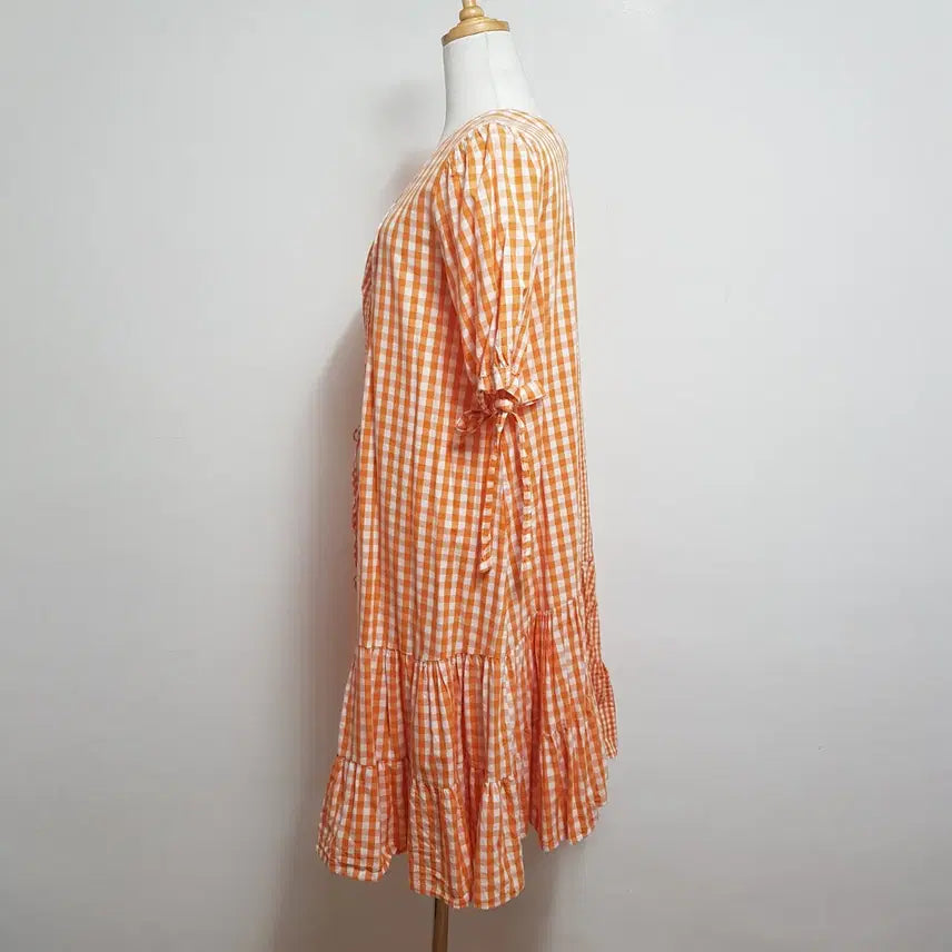 [BUNJANG] V-Neck Checkered Dress Women&