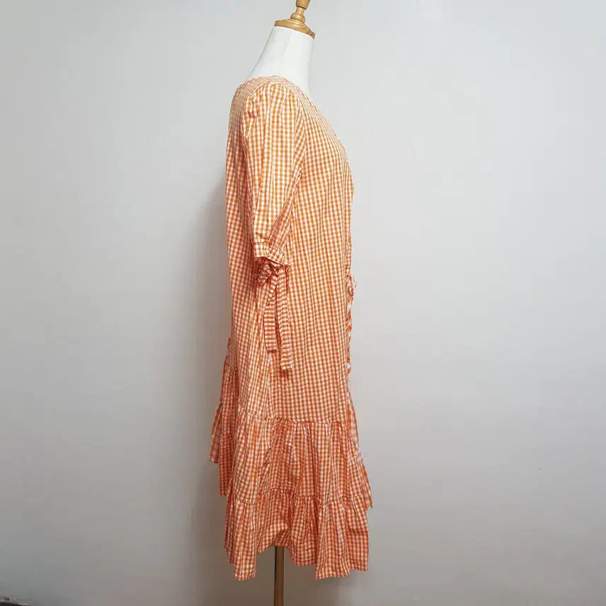 [BUNJANG] V-Neck Checkered Dress Women&