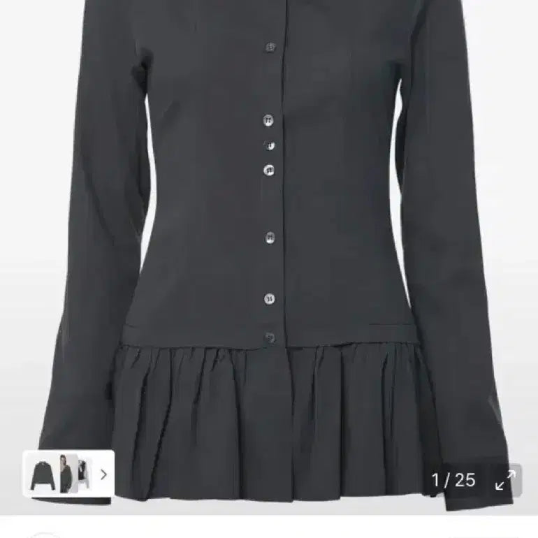 [BUNJANG] Flareup Frill Shirt Charcoal Size 1 / 플레어업 프릴 셔츠 차콜 사이즈 1