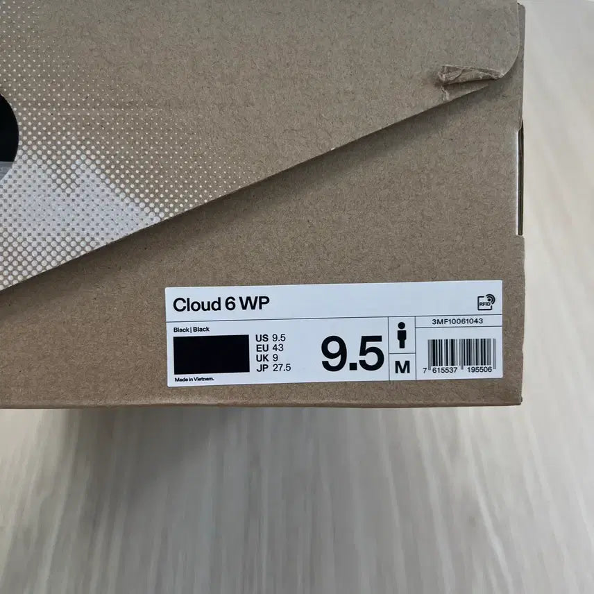 [SOLD OUT] 275 온 러닝 클라우드 6 WP 블랙