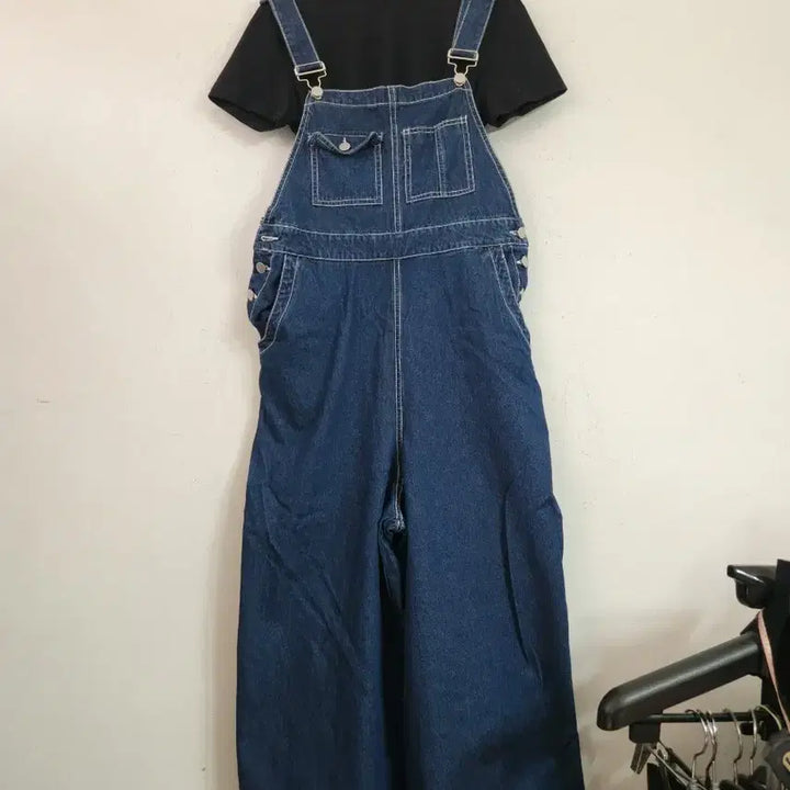 [BUNJANG] Denim Wide Bib Pants / 데님 와이드 멜빵바지