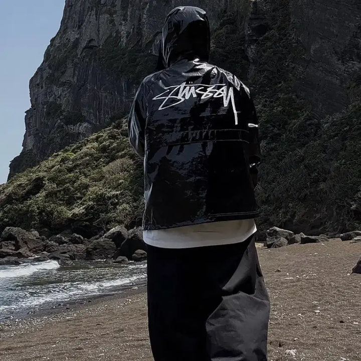 [BUNJANG] Stussy Coated Ripstop Hooded Jacket Black / 스투시 코팅 립스탑 후드 블랙 자켓