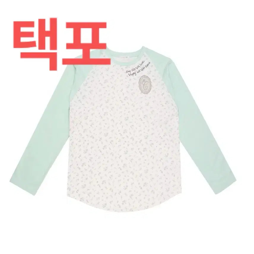 [BUNJANG] 콜로신스 슬립웰 플라워 롱슬리브 민트 티셔츠 / 콜로신스 슬립웰 플라워 롱슬리브 민트 티셔츠 새상품