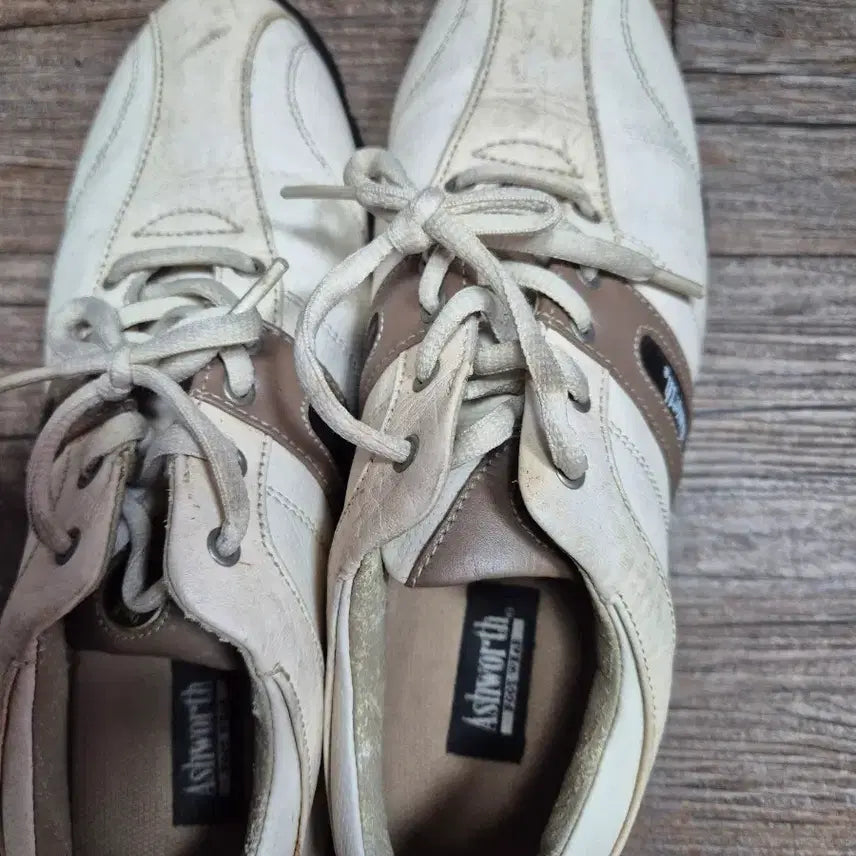 [BUNJANG] Ashworth Golf Shoes (White/Brown) / Ashworth 골프화 흰색/갈색