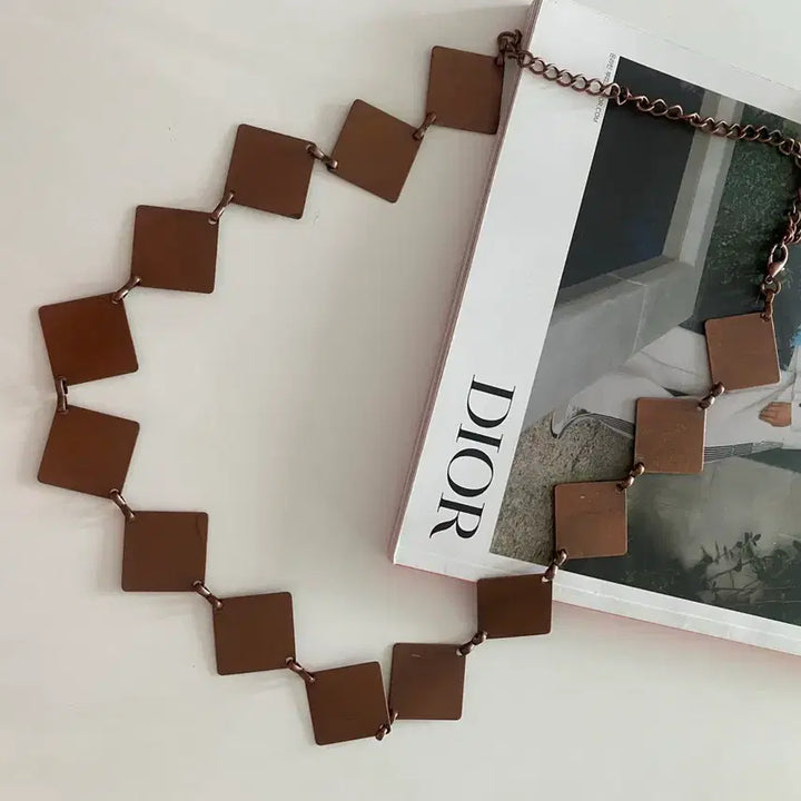 [BUNJANG] Vintage Square Chain Belt / 사각 체인 벨트 브라운 빈티지 체인벨트 y2k 보헤미안 오리엔탈