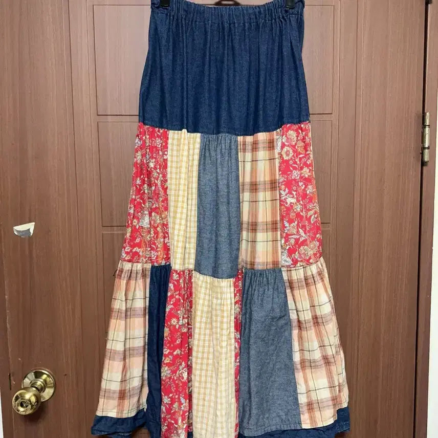 [SOLD OUT] 일본 빈티지 모리걸 하구미 패치워크 롱 스커트