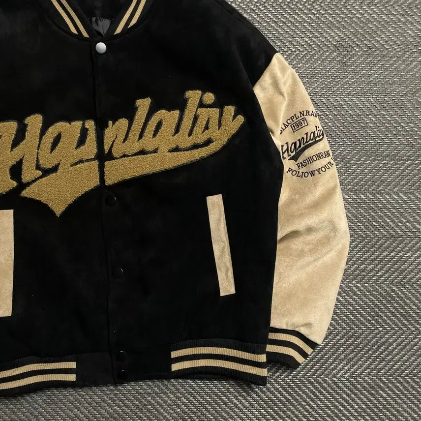 [BUNJANG] Hanralis Big Logo Suede Stadium Varsity Jacket / 빈티지 Hanralis 빅로고 스웨이드 스타디움 바시티 자켓o 5239