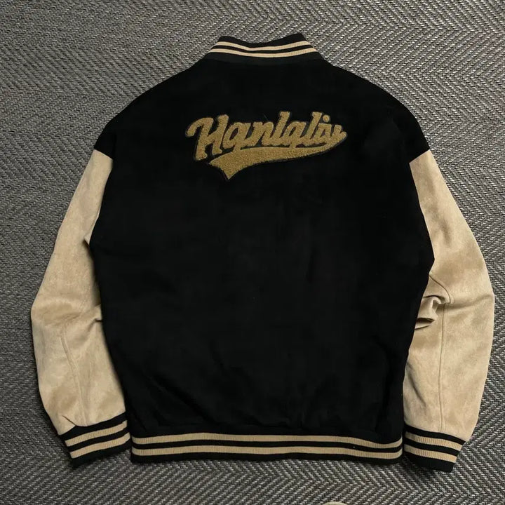 [BUNJANG] Hanralis Big Logo Suede Stadium Varsity Jacket / 빈티지 Hanralis 빅로고 스웨이드 스타디움 바시티 자켓o 5239