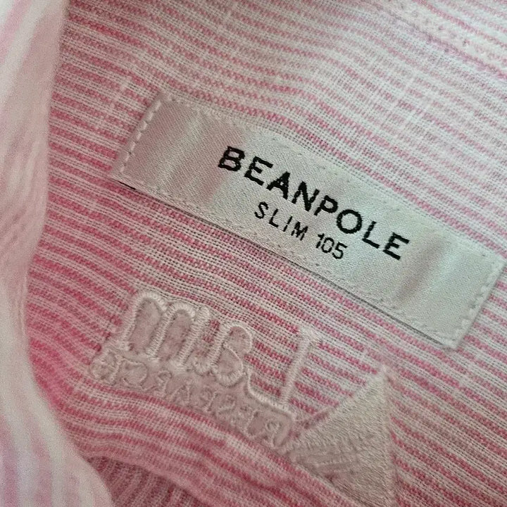 [BUNJANG] Beanpole Pink Striped Linen Shirt / 빈폴 핑크 스트라이프 린넨 셔츠