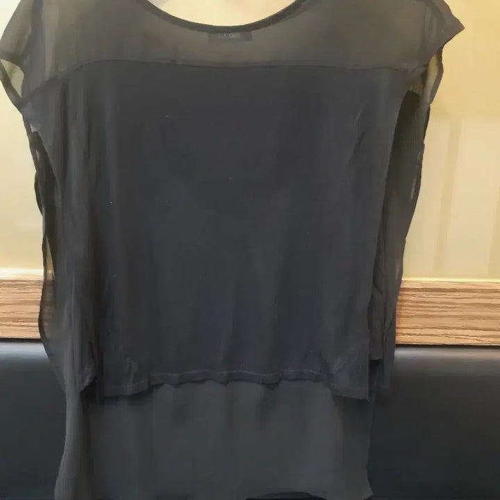 [BUNJANG] Black Asymmetric See-through Blouse / 블랙 시스루 언발란스 블라우스