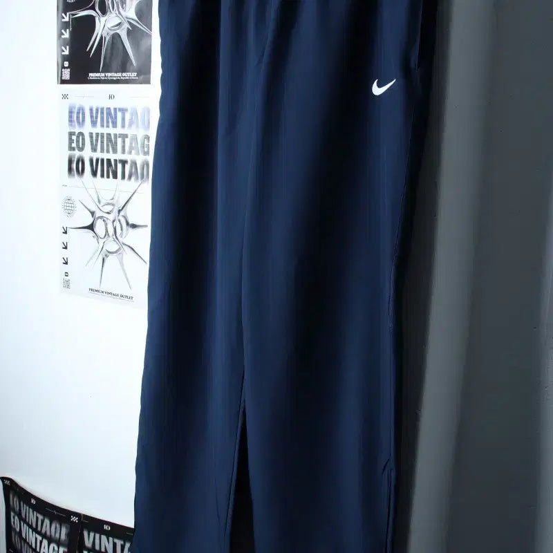 [BUNJANG] Nike Training Pants Navy Wide Leg - 2555 / (L-XL) 나이키 트레이닝복 바지 기능성 네이비 폴리 와이드-2555