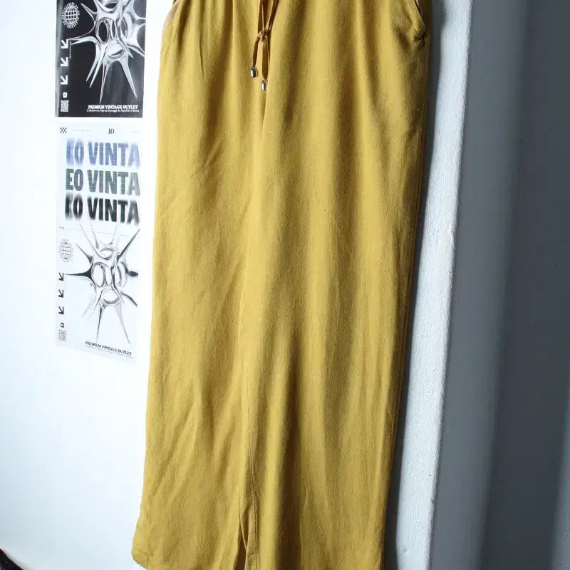 [BUNJANG] Zio Songzio Linen Training Pants / W(S-M) 지오송지오 트레이닝복 바지 밴딩 노랑 린넨 마-2559