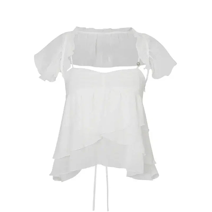 [SOLD OUT] 페인오어플레져 ella cape blouse 엘라 케이프 블라우스