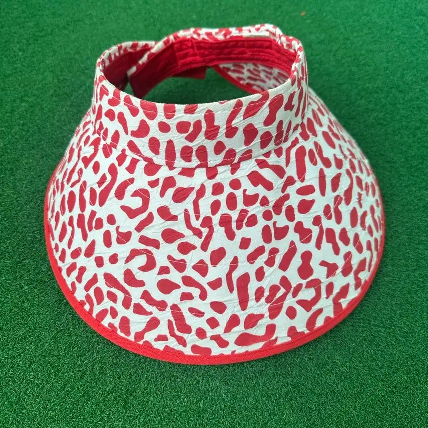 [BUNJANG] Red and White Pattern Wide Brim Sun Cap / 미사용 새상품) 레드 앤 화이트 패턴 와이드 여성 썬캡