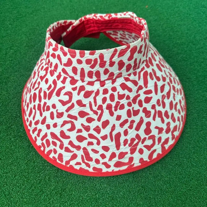 [BUNJANG] Red and White Pattern Wide Brim Sun Cap / 미사용 새상품) 레드 앤 화이트 패턴 와이드 여성 썬캡
