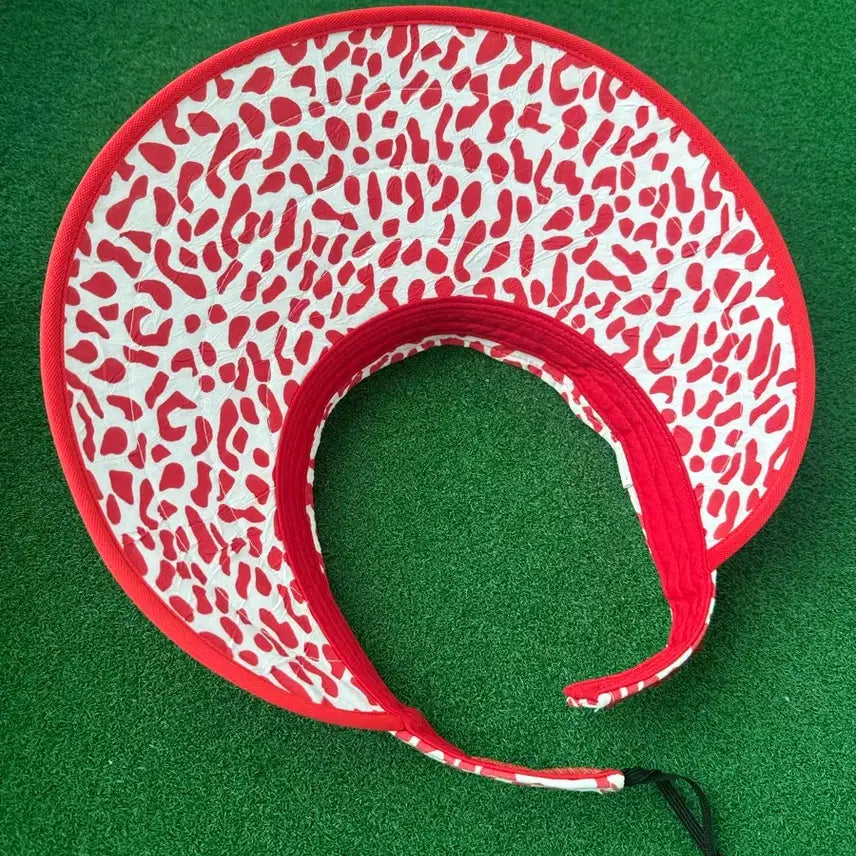 [BUNJANG] Red and White Pattern Wide Brim Sun Cap / 미사용 새상품) 레드 앤 화이트 패턴 와이드 여성 썬캡