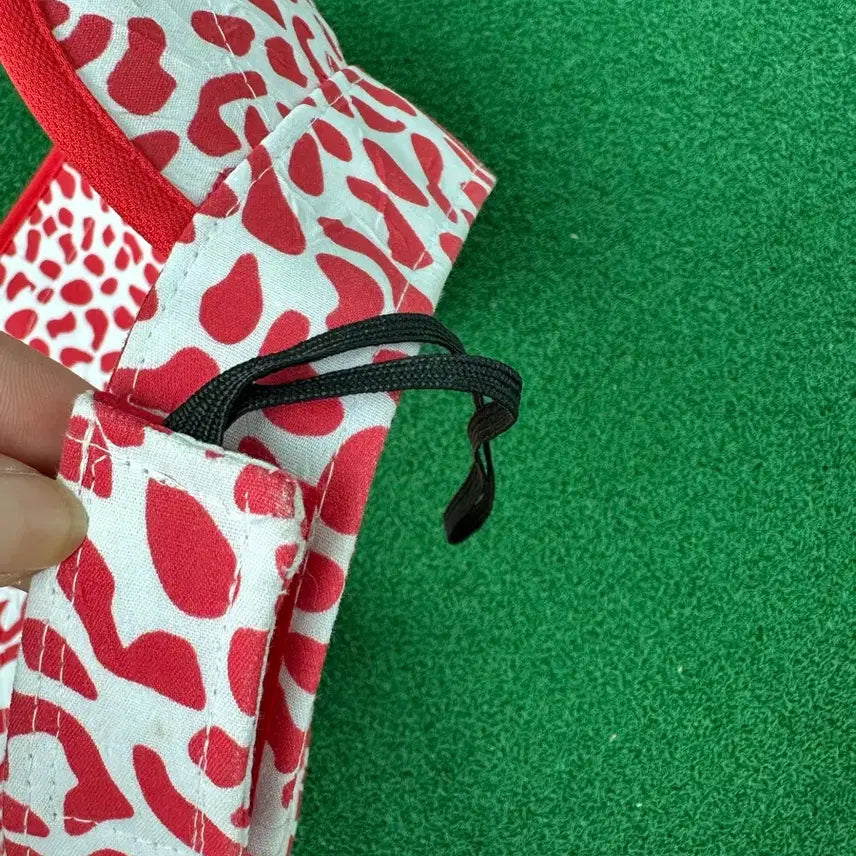 [BUNJANG] Red and White Pattern Wide Brim Sun Cap / 미사용 새상품) 레드 앤 화이트 패턴 와이드 여성 썬캡