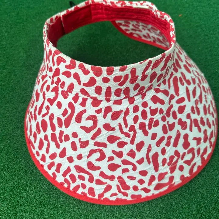[BUNJANG] Red and White Pattern Wide Brim Sun Cap / 미사용 새상품) 레드 앤 화이트 패턴 와이드 여성 썬캡